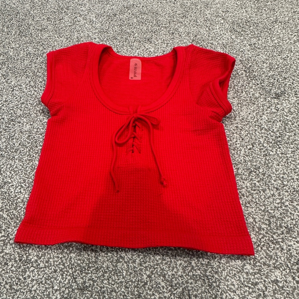 Altar'd State Red Lace-Up Crop Top